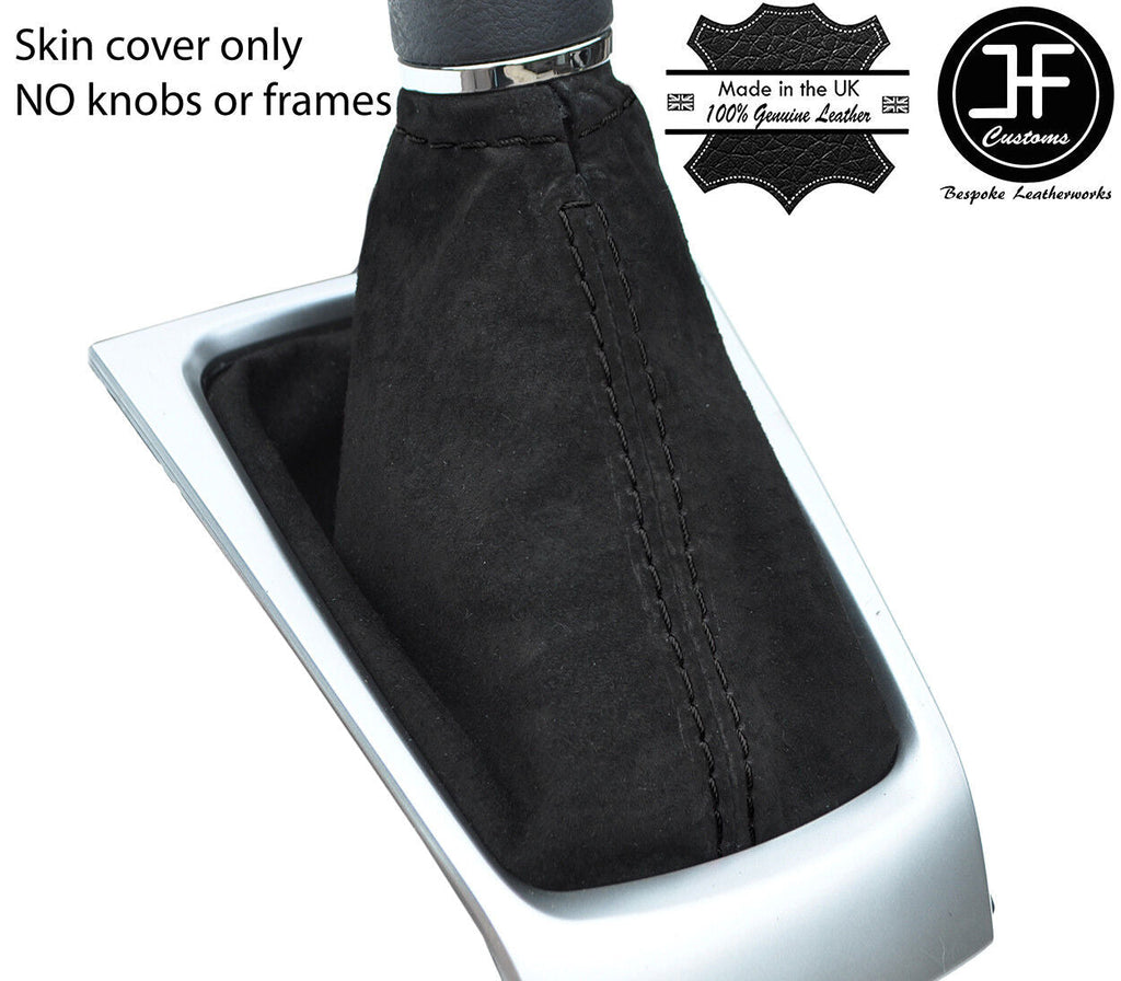 BLACK STITCHING REAL SUEDE GEAR GAITER FITS NISSAN MICRA K14 2017-2019