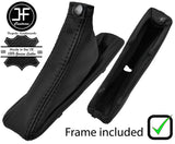 BLACK STITCH LEATHER HANDBRAKE GAITER +PLASTIC FRAME FITS ALFA ROMEO 156 98-02