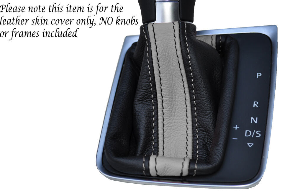 BLACK & GREY DSG AUTO AUTOMATIC LEATHER GAITER FITS VW GOLF MK7 VII JETTA 2013+