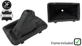 BLACK STITCH LEATHER AUTOMATIC GEAR GAITER WITH PLASTIC FRAME FOR AUDI A3 13-17