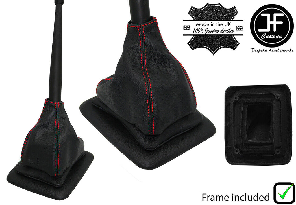 RED STITCH LEATHER MANUAL GEAR GAITER+PLASTIC FRAME FOR FORD F150 1992-96 JF2