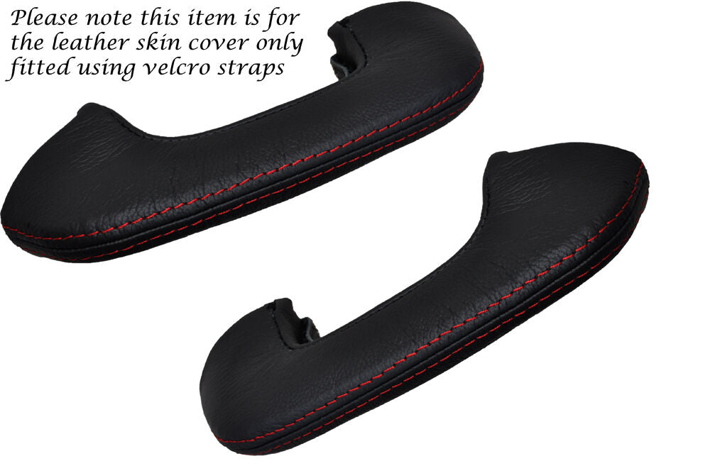 RED STITCH 2X FRONT DOOR HANDLE LEATHER SKIN COVERS FITS VOLVO AMAZON 120 130