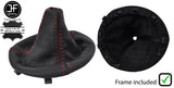 RED STITCH REAL LEATHER GEAR GAITER WITH PLASTIC FRAME FOR FIAT 500 2007-2015