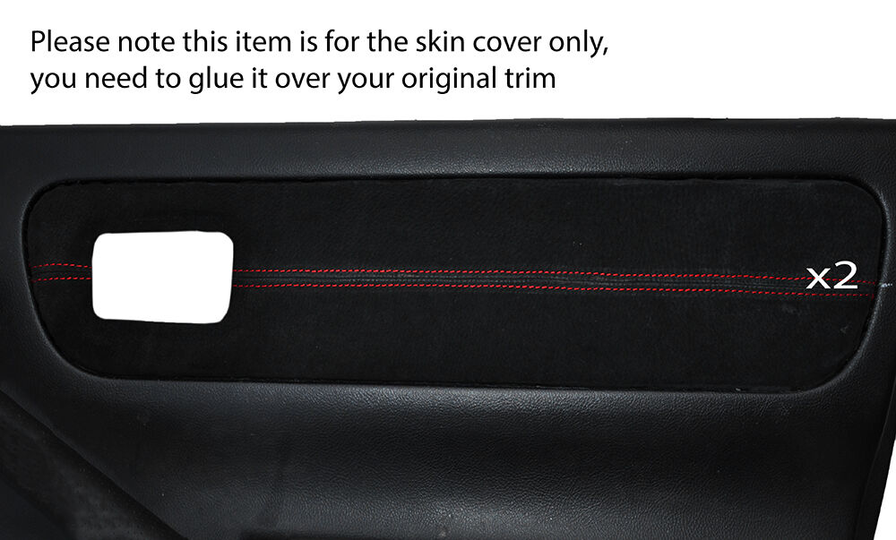 RED STITCHING 2X DOOR CARD TRIM SUEDE SKIN COVERS FITS TOYOTA MR2 MK3 00-07