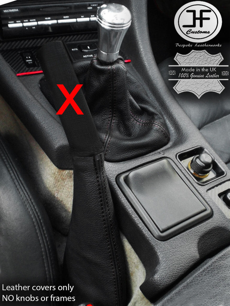 BLACK STITCH REAL LEATHER GEAR HANDBRAKE GAITER FOR MITSUBISHI GTO 3000GT 90-01