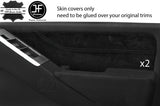 BLACK STITCH 2X FRONT DOOR CARD TRIM SUEDE COVER FITS NISSAN NAVARA D40 06-15