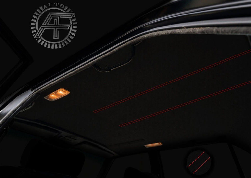 RED STITCH BLACK SUEDE HEADLINER SUN ROOF COVER FOR BMW E28  SALOON CUSTOM NEW