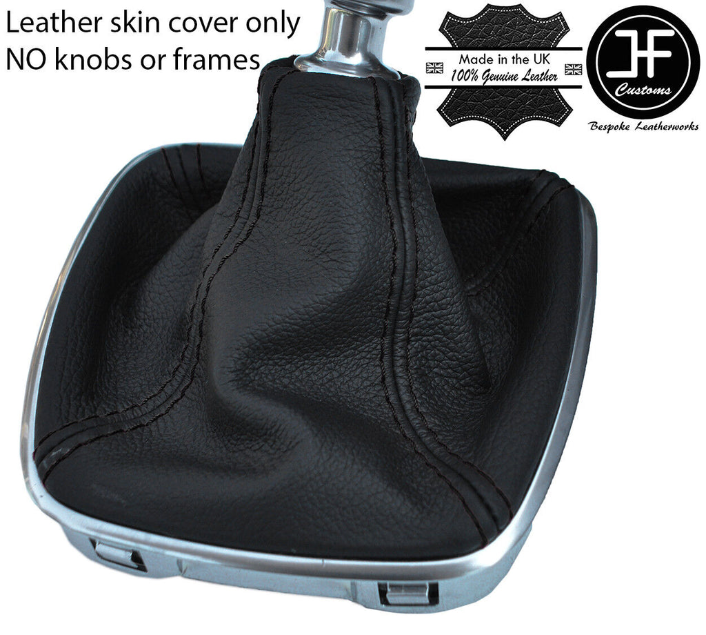 BLACK STITCHING TOP GRAIN REAL LEATHER GEAR GAITER FOR FORD S MAX S-MAX 2006-14