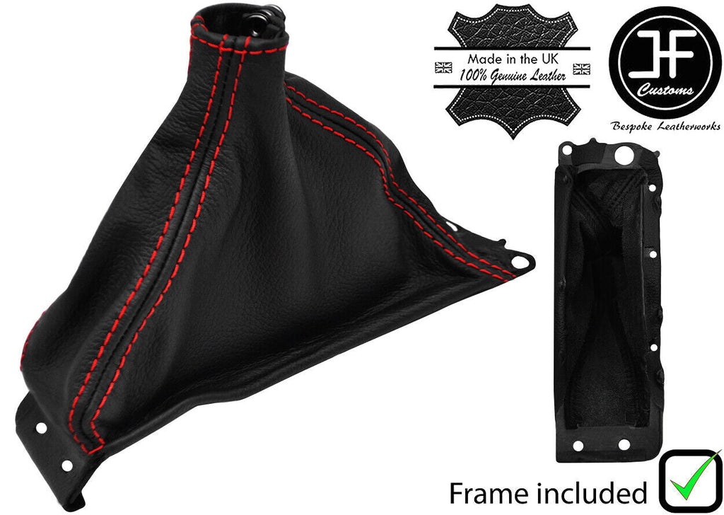 RED STITCH LEATHER HANDBRAKE GAITER+PLASTIC FRAME FITS NISSAN 300ZX 89-96