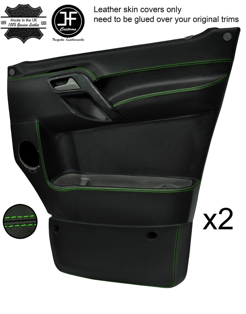 GREEN STITCH 2X FULL DOOR CARD LEATHER COVERS FOR MERCEDES SPRINTER W906 06-15