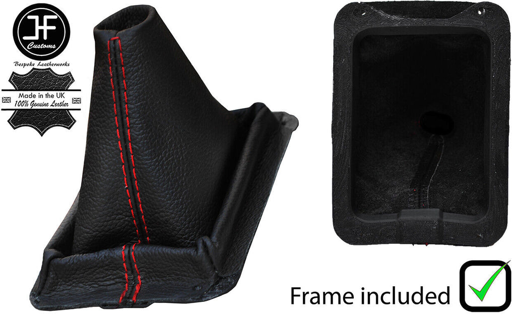 RED STITCH LEATHER GEAR GAITER + PLASTIC FRAME FITS FORD CAPRI MK3 1978-1986