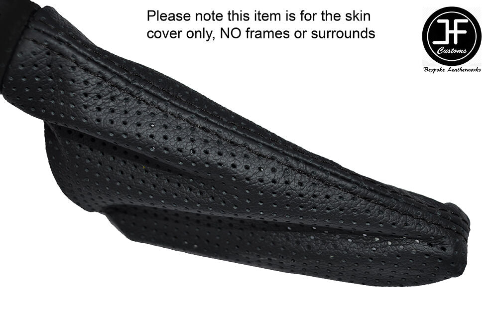 BLACK STITCH PERFORATED LEATHER SKIN HANDBRAKE GAITER FITS TESLA ROADSTER 08-13
