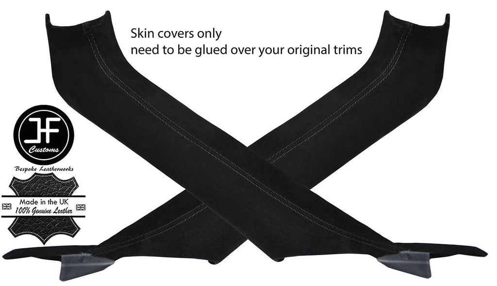 BLACK STITCH 2X A POST PILLAR SUEDE COVERS FITS TOYOTA MR2 MK3 2000-2007