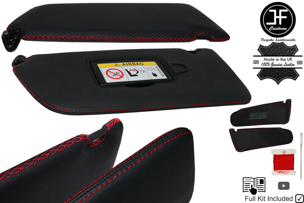 RED CROSS STITCH 2X SUN VISOR LEATHER COVERS FOR MERCEDES VITO W447 15-20 JF1