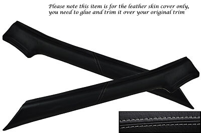 GREY STITCHING FITS VW GOLF MK1 CADDY 2X WINDSCREEN PILLAR LEATHER COVERS ONLY