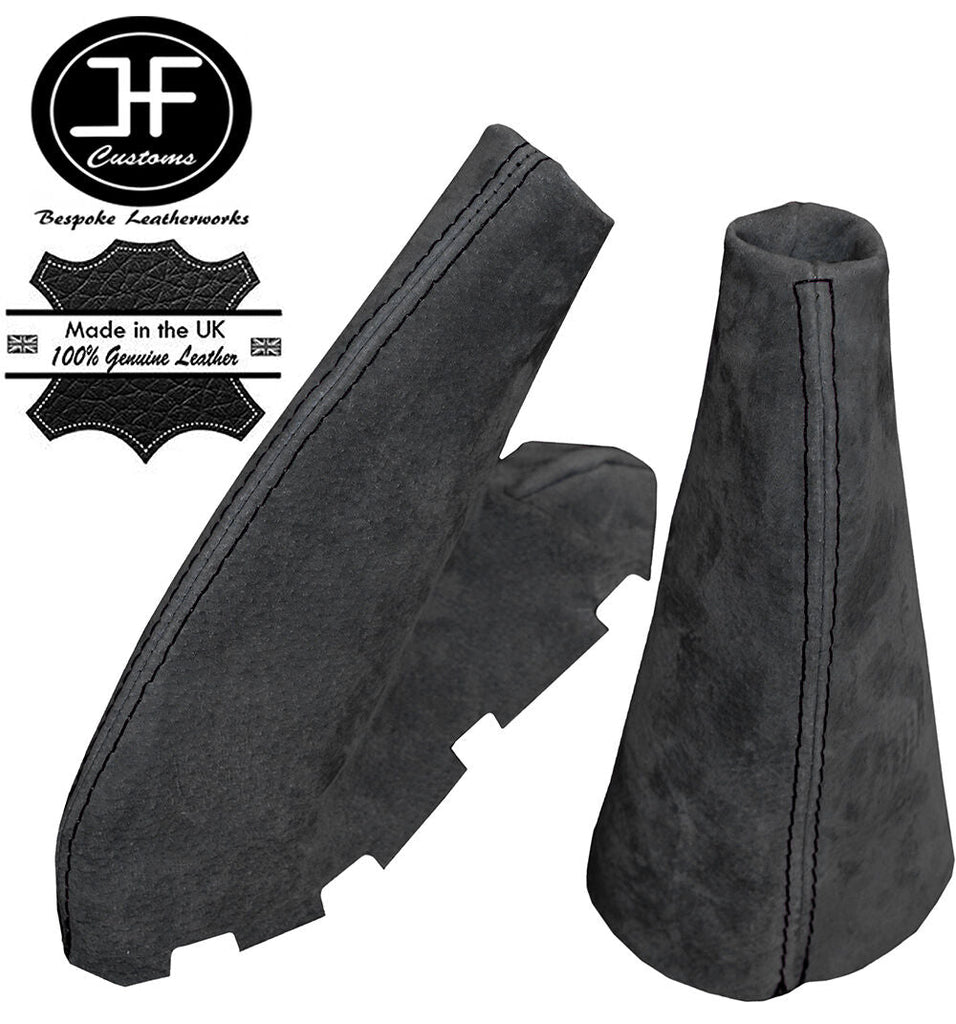 BLACK STITCH GRAPHITE SUEDE GEAR & HANDBRAKE FOR BMW MINI R56 R57 CLUBMAN R55