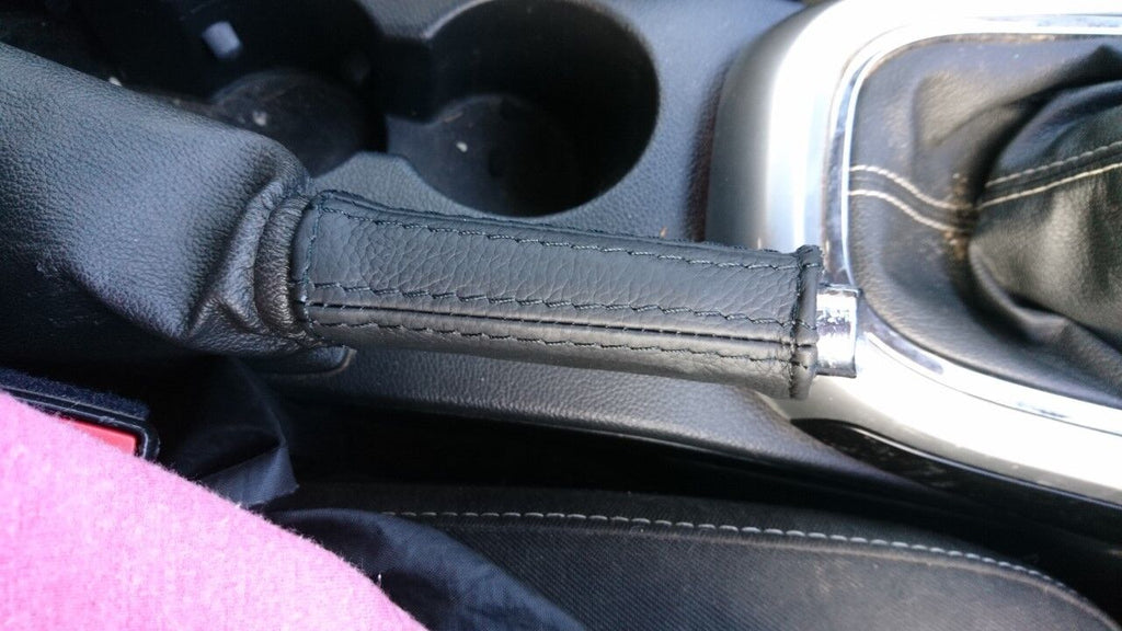 BLACK STITCH FITS VAUXHALL OPEL ASTRA J MK6 2009+ HANDBRAKE HANDLE COVER LEATHER