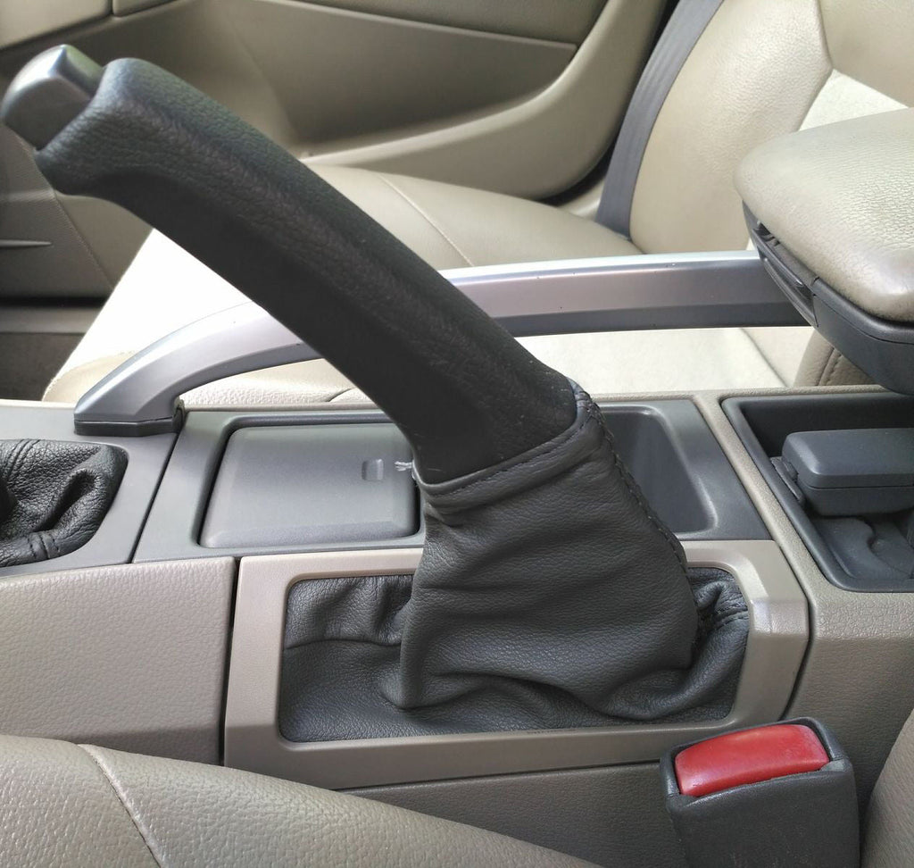 FITS VOLVO V70 2000-2004 DARK GREY HANDBRAKE GAITER REAL LEATHER COVER