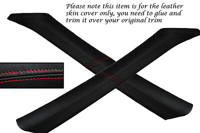 RED STITCH FITS MITSUBISHI EVO 4 5 6 IV V VI 2X WINDSCREEN PILLAR COVERS ONLY