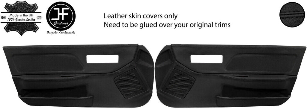 BLACK STITCH 2X FULL DOOR CARD REAL LEATHER COVERS FITS HONDA CRX 1988-1991 JDM