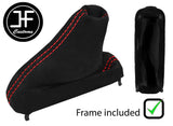 RED  STITCH LUXE SUEDE AUTOMATIC GEAR + FRAME FOR HONDA CIVIC MK10 X 17-21