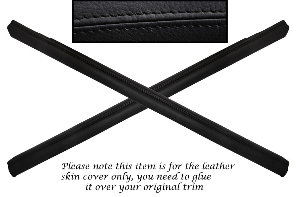 BLACK STITCH 2X DOOR SILL TRIM LEATHER SKIN COVERS FITS FORD CAPRI MK2 MK3