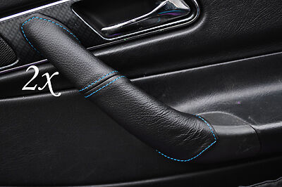 BLUE STITCHING FITS MERCEDES SLK R170 1996-2003 2X DOOR HANDLE LEATHER COVERS