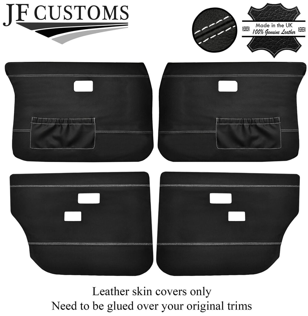 WHITE STITCH LEATHER 4X FRONT REAR DOOR COVER FOR VOLVO 144 145 244 245 264 265