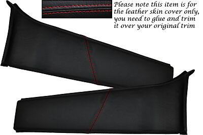 RED STITCH FITS RANGE ROVER P38 1994-2002 2X B POST PILLAR LEATHER COVERS ONLY