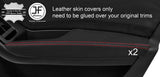 RED STITCH 2X FRONT DOOR ARMREST NAPPA LEATHER COVERS FITS AUDI A4 B8 08-15