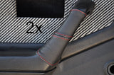 red stitch FITS HONDA CRX MK1 83-87  2X DOOR HANDEL LEATHER COVERS CUSTOM NEW