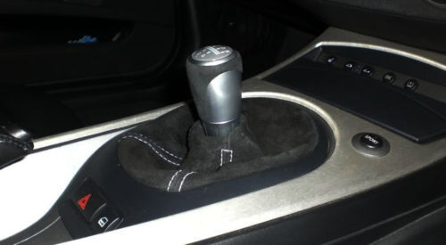 FITS BMW E46/E36/Z3/Z4 BLACK SUEDE GEAR BOOT SILVER ST CUSTOM NEW MADE IN UK