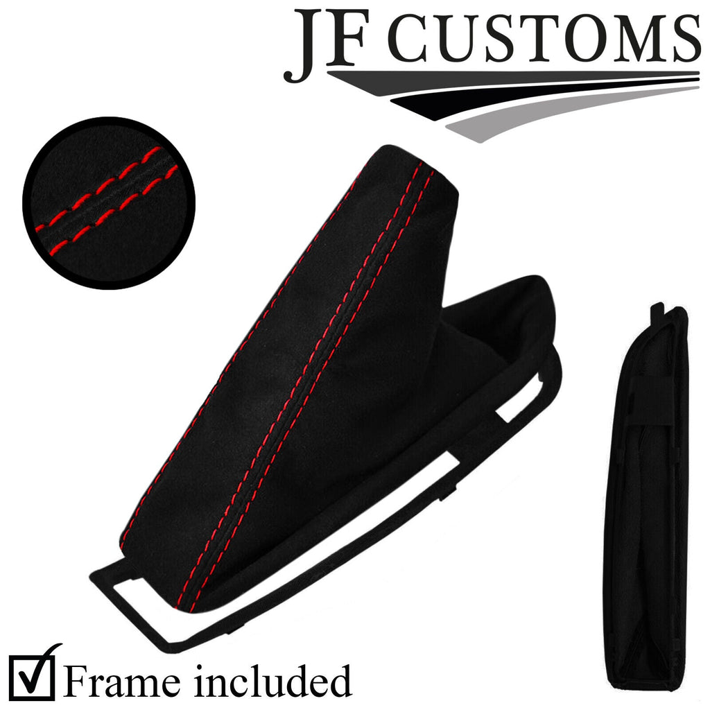 RED STITCH SUEDE HANDBRAKE GAITER+PLASTIC FRAME FOR BMW E81 E82 E87 E88