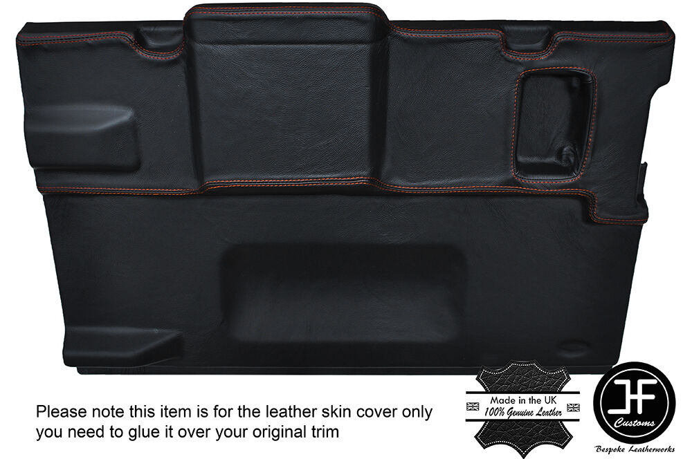 ORANGE STITCH TAILGATE DOOR CARD LEATHER COVER FITS LAND ROVER DEFENDER 90 88-02