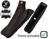 RED STITCH LEATHER HANDBRAKE GAITER +PLASTIC FRAME FITS ALFA ROMEO 156 98-02