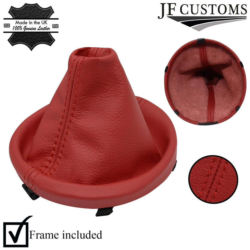 DARK RED LEATHER GEAR GAITER + PLASTIC FRAME FITS SUBARU IMPREZA WRX STI 15-18