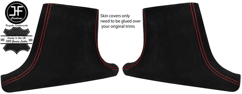 RED STITCH 2X LOWER B PILLAR SUEDE COVERS FITS MERCEDES W202 C CLASS 93-00