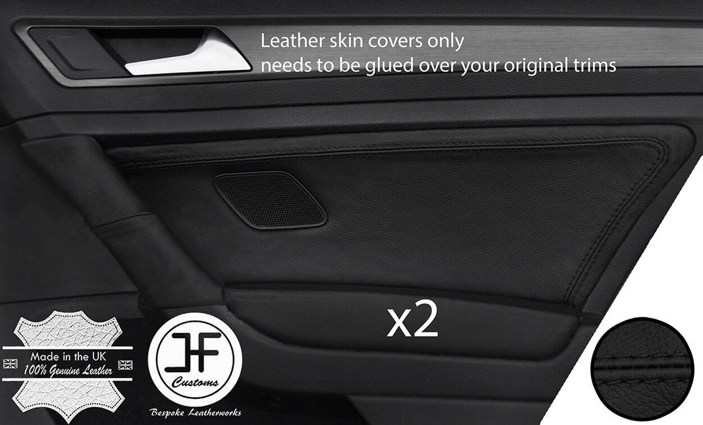 BLACK STITCH 2X REAR DOOR CARD TRIM LEATHER COVERS FITS VW GOLF MK7 VII 13-17