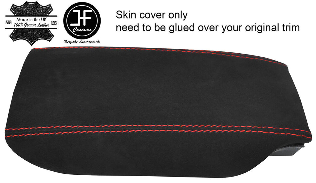 RED STITCH ARMREST LID REAL SUEDE COVER FITS MERCEDES CL500 W215 C215 99-05