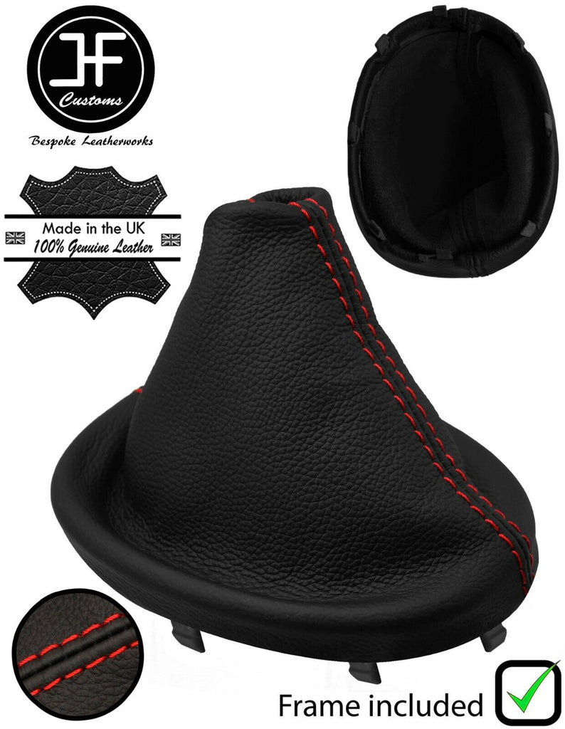 RED STITCH LEATHER MANUAL GEAR GAITER+PLASTIC FRAME FITS KIA SOUL 2014-2019