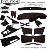 RED STITCH LEATHER COVERS FOR BMW 3 SERIES E30 CONVERTIBLE FULL INTERIOR KIT