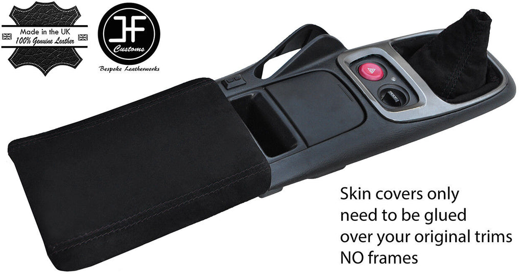 BLACK STITCH REAL SUEDE GEAR GAITER & ARMREST COVER FITS HONDA S2000 1999-2003