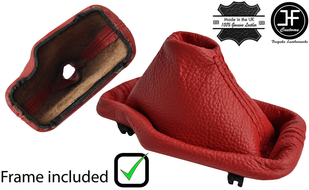 DARK RED REAL LEATHER AUTO AUTOMATIC GEAR GAITER+PLASTIC FRAME FOR BMW E46 99-05