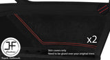 RED STICH 2X FRONT DOOR CARD TRIM SUEDE COVER FOR AUDI A3 8V 13-19 5DOOR DSG2