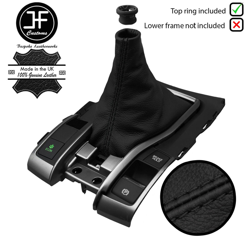 BLACK STITCH LEATHER MANUAL GEAR GAITER+TOP RING FITS HONDA CIVIC X MK10 17-20