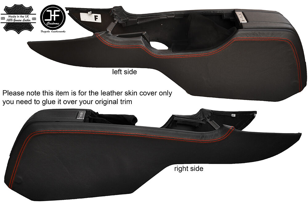 RED STITCH 2X CENTER CONSOLE SIDE TRIM LEATHER COVERS FITS FORD MUSTANG 10-14