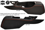 RED STITCH 2X CENTER CONSOLE SIDE TRIM LEATHER COVERS FITS FORD MUSTANG 10-14