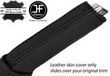 BLACK & BLACK STRIPE REAL LEATHER HANDBRAKE HANDLE COVER FITS FORD FIESTA 17-19