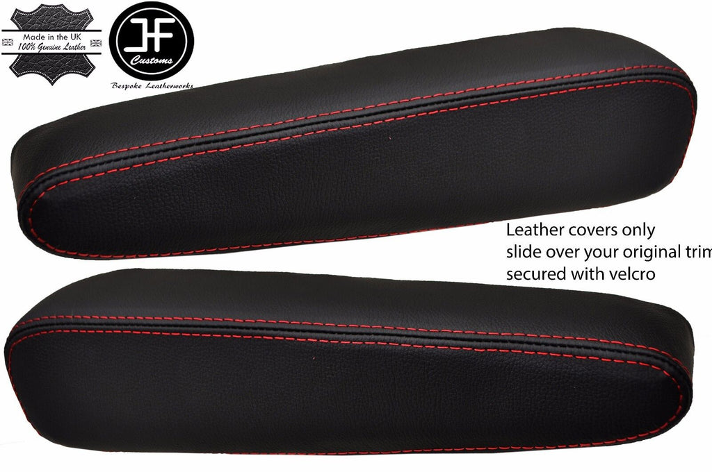 RED STITCH 2X SEAT ARMREST LEATHER COVERS FITS FORD TRANSIT CUSTOM 2013-2017
