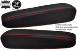 RED STITCH 2X SEAT ARMREST LEATHER COVERS FITS FORD TRANSIT CUSTOM 2013-2017